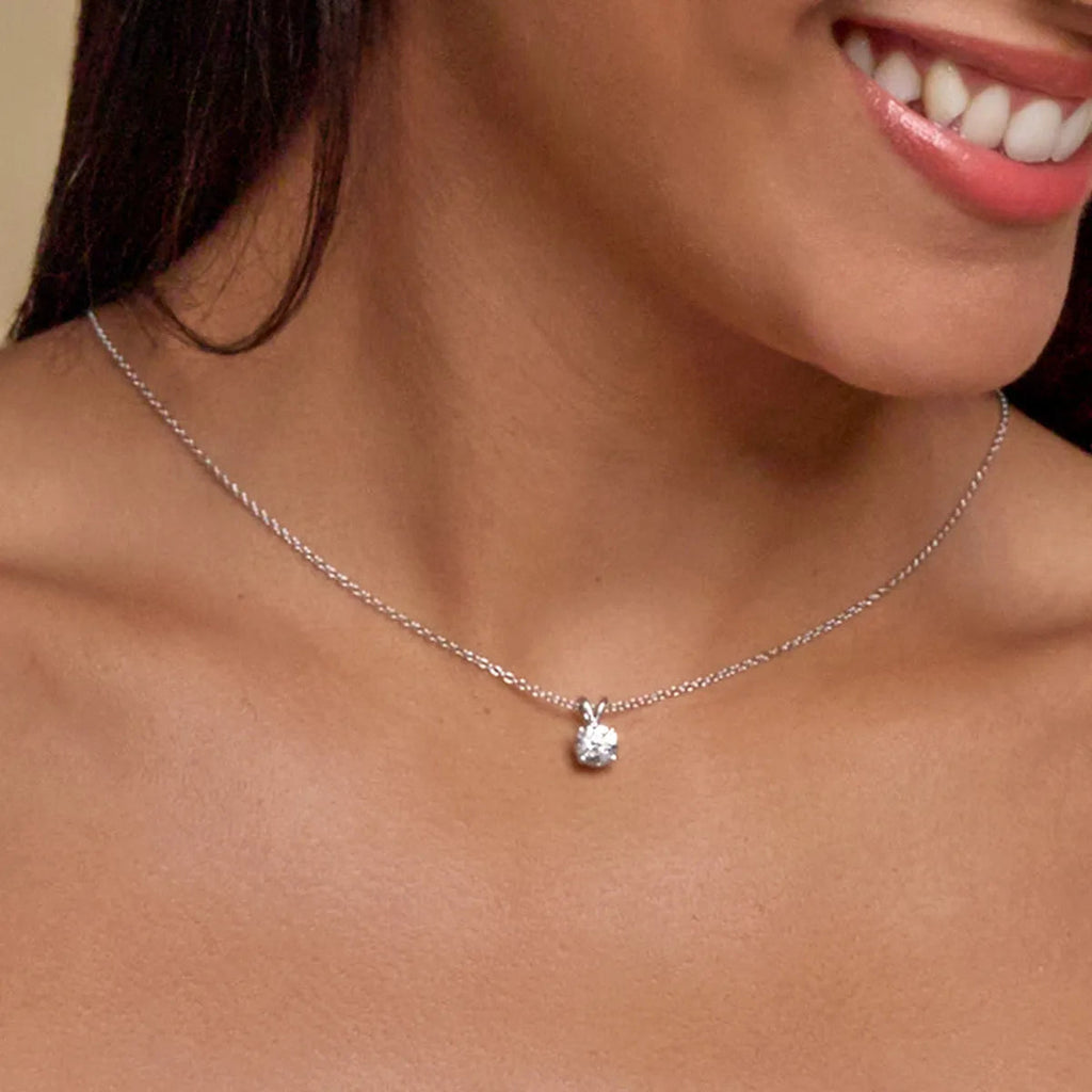 0.50 CTW Round Lab Grown Diamond Split Bail Solitaire Pendant in 14K White Gold Over Sterling-3