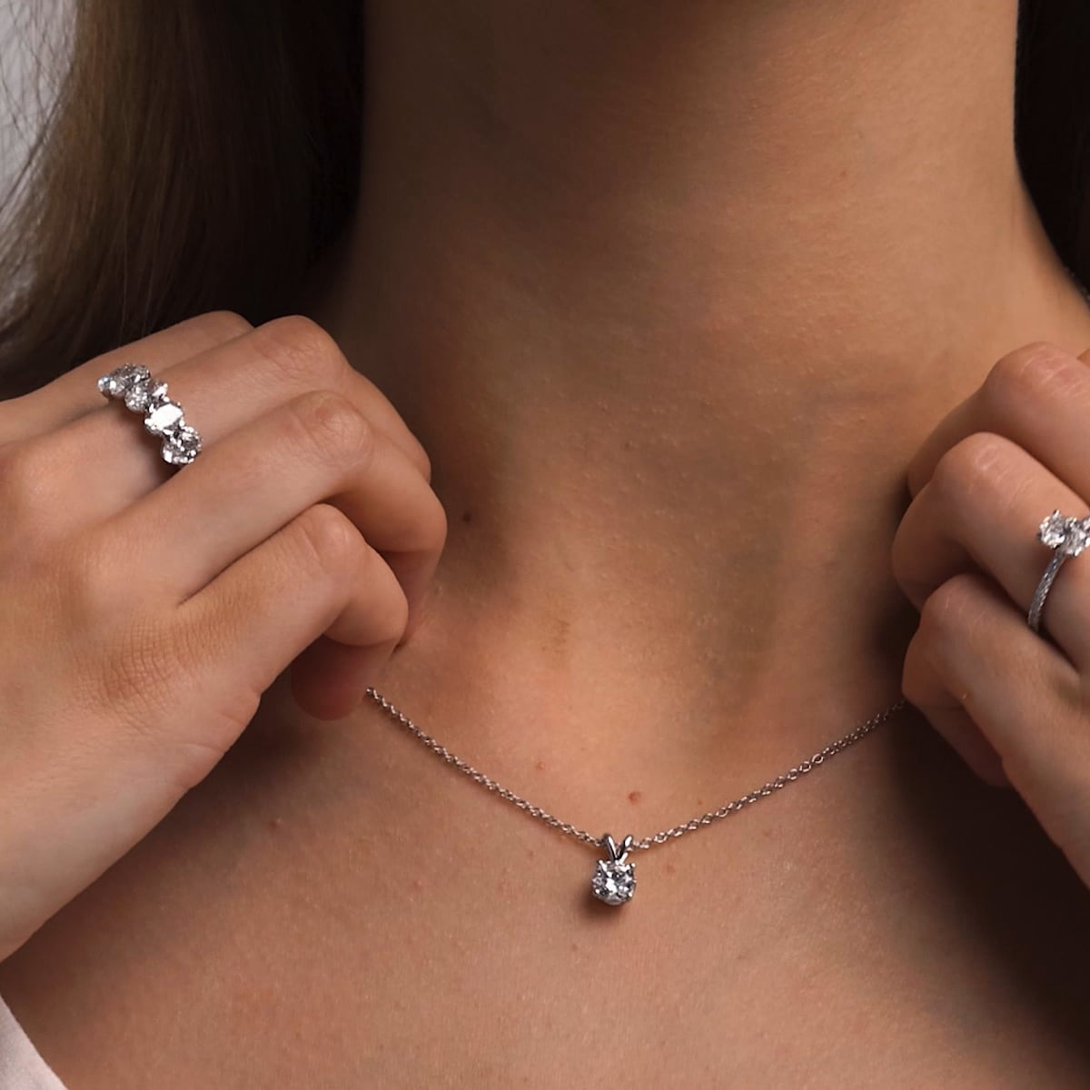 0.50 CTW Round Lab Grown Diamond Split Bail Solitaire Pendant in 14K White Gold Over Sterling-2