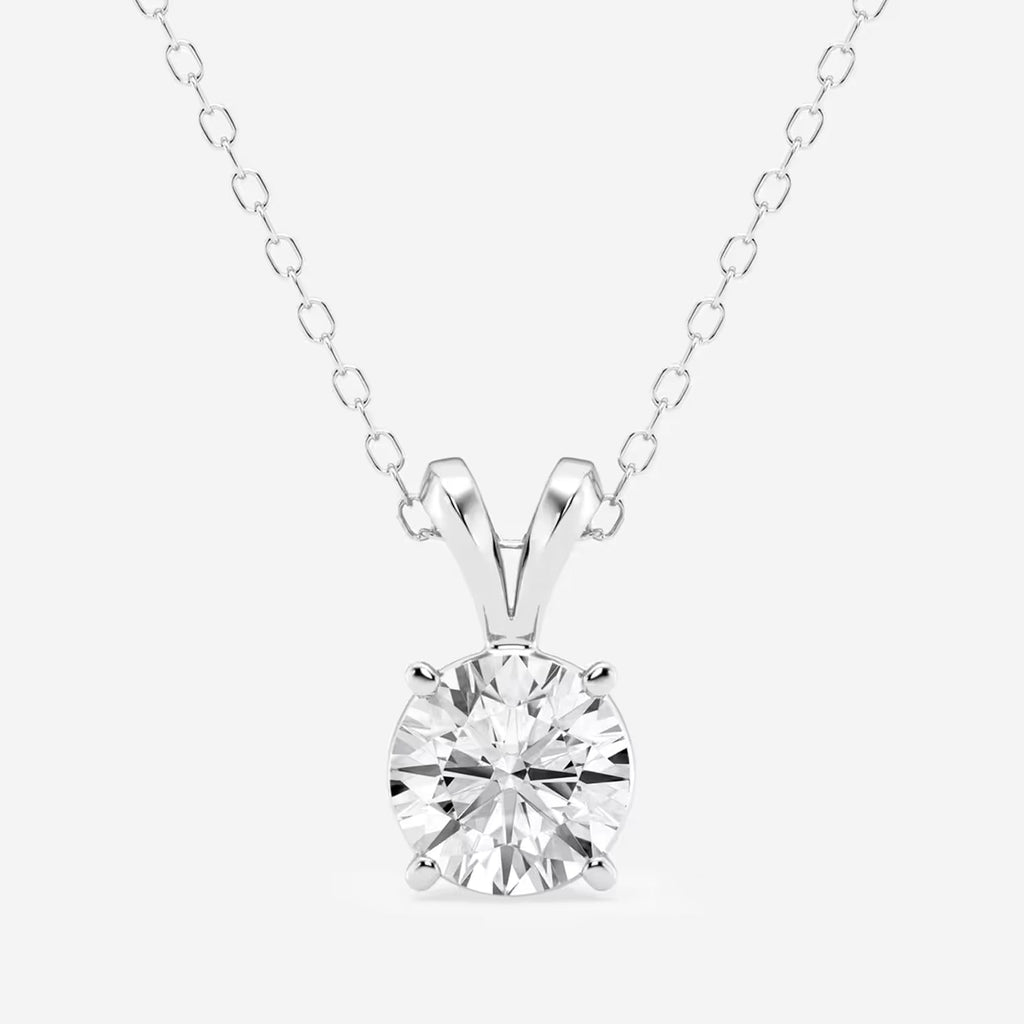 0.75 CTW Round Lab Grown Diamond Split Bail Solitaire Pendant in 14K White Gold Over Sterling-0