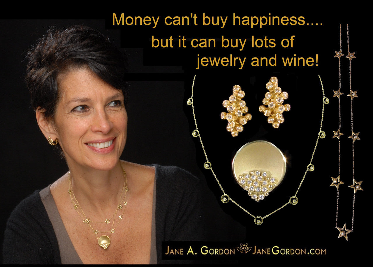 Grapes Drop Earrings: 14K Gold with Diamonds