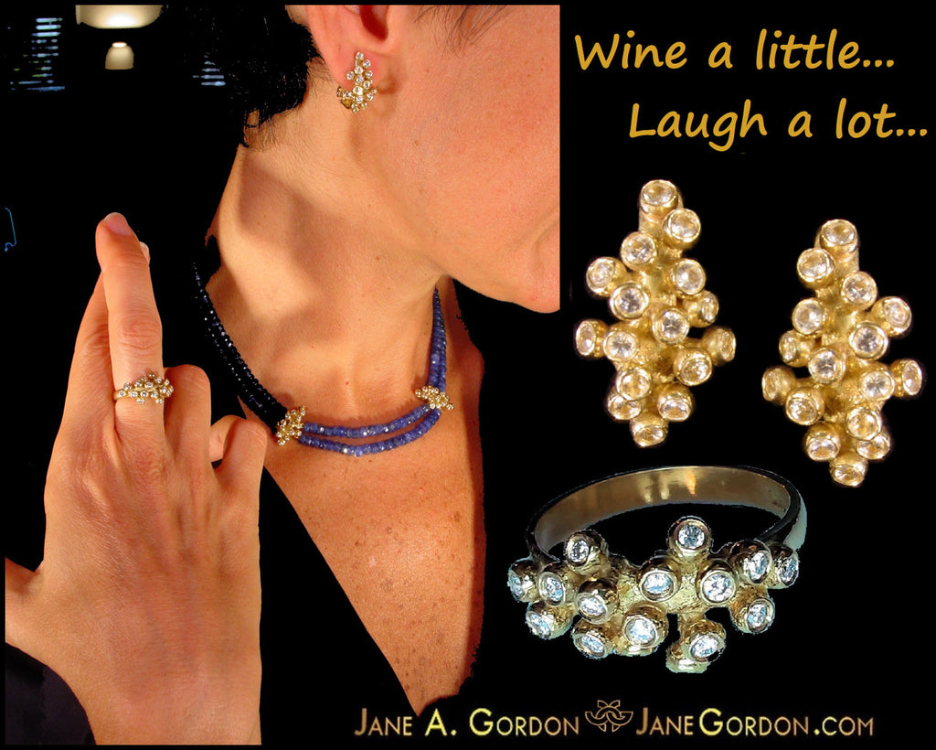 Grapes Huggie Earrings-14K Gold with Diamonds