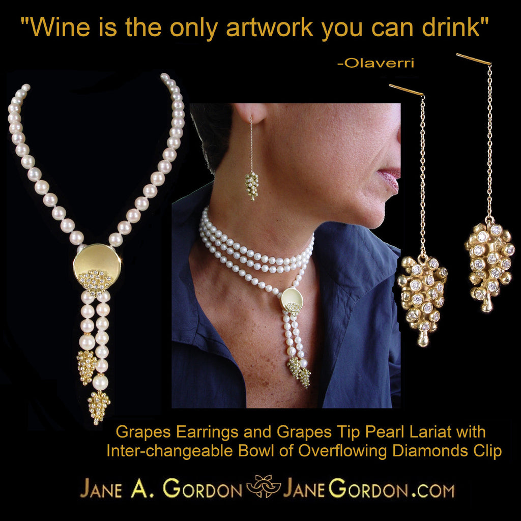 Demi Grape Earrings, Detachable Stud and Drop, 2 parts: 18K Gold & Diamonds