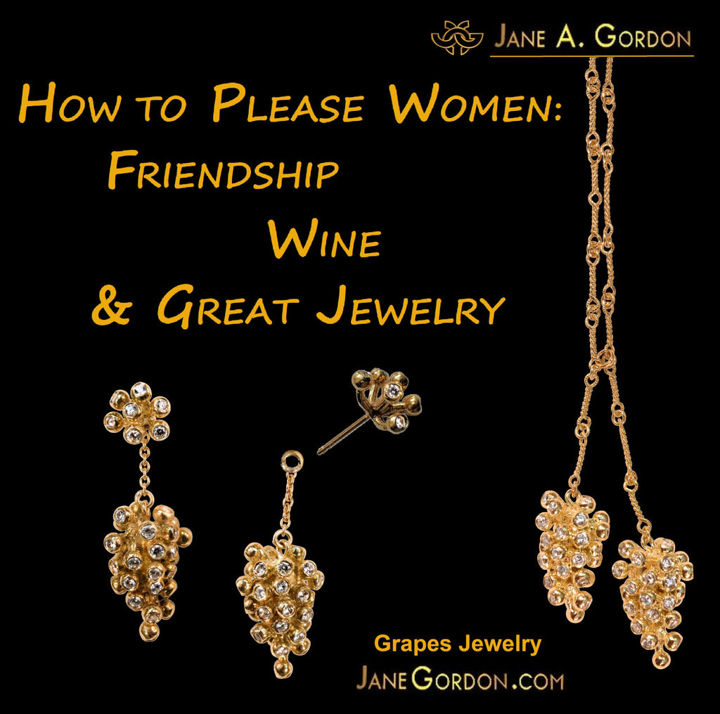Grapes Drop Earrings: 14K Gold with Diamonds