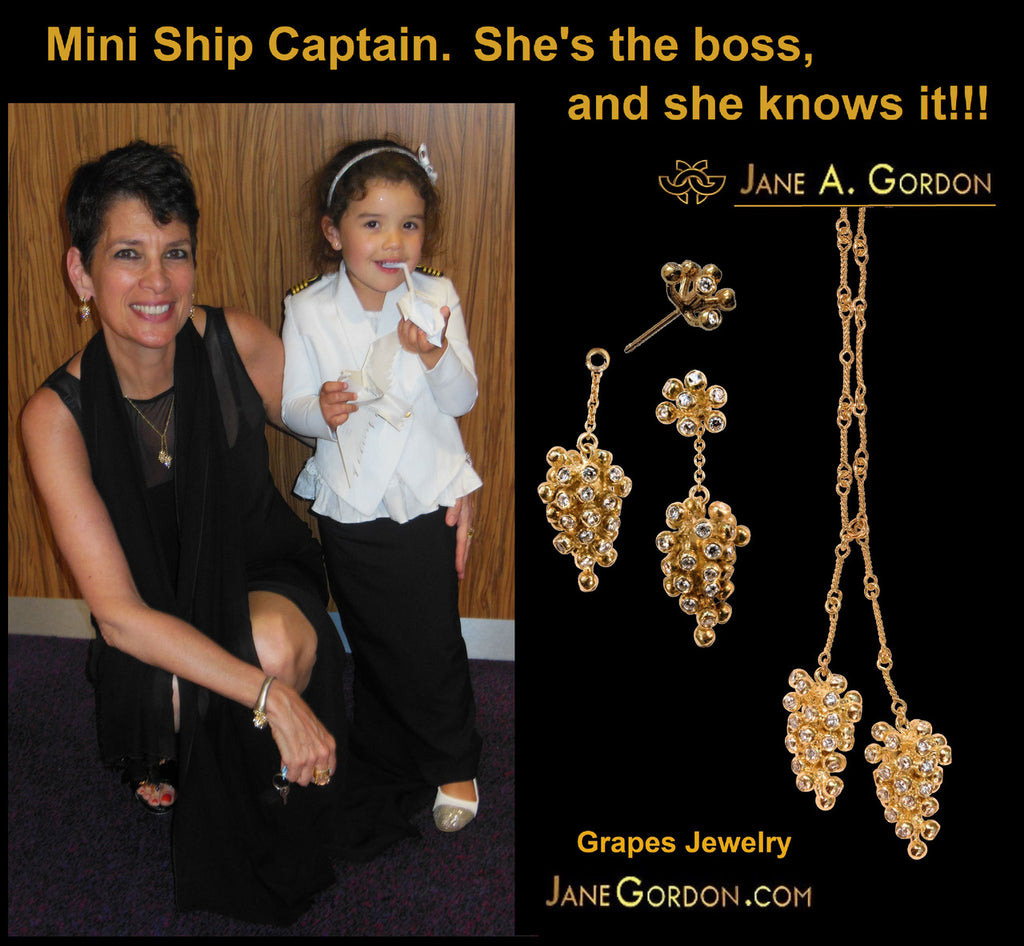 Demi Grape Earrings, Detachable Stud and Drop, 2 parts: 18K Gold & Diamonds