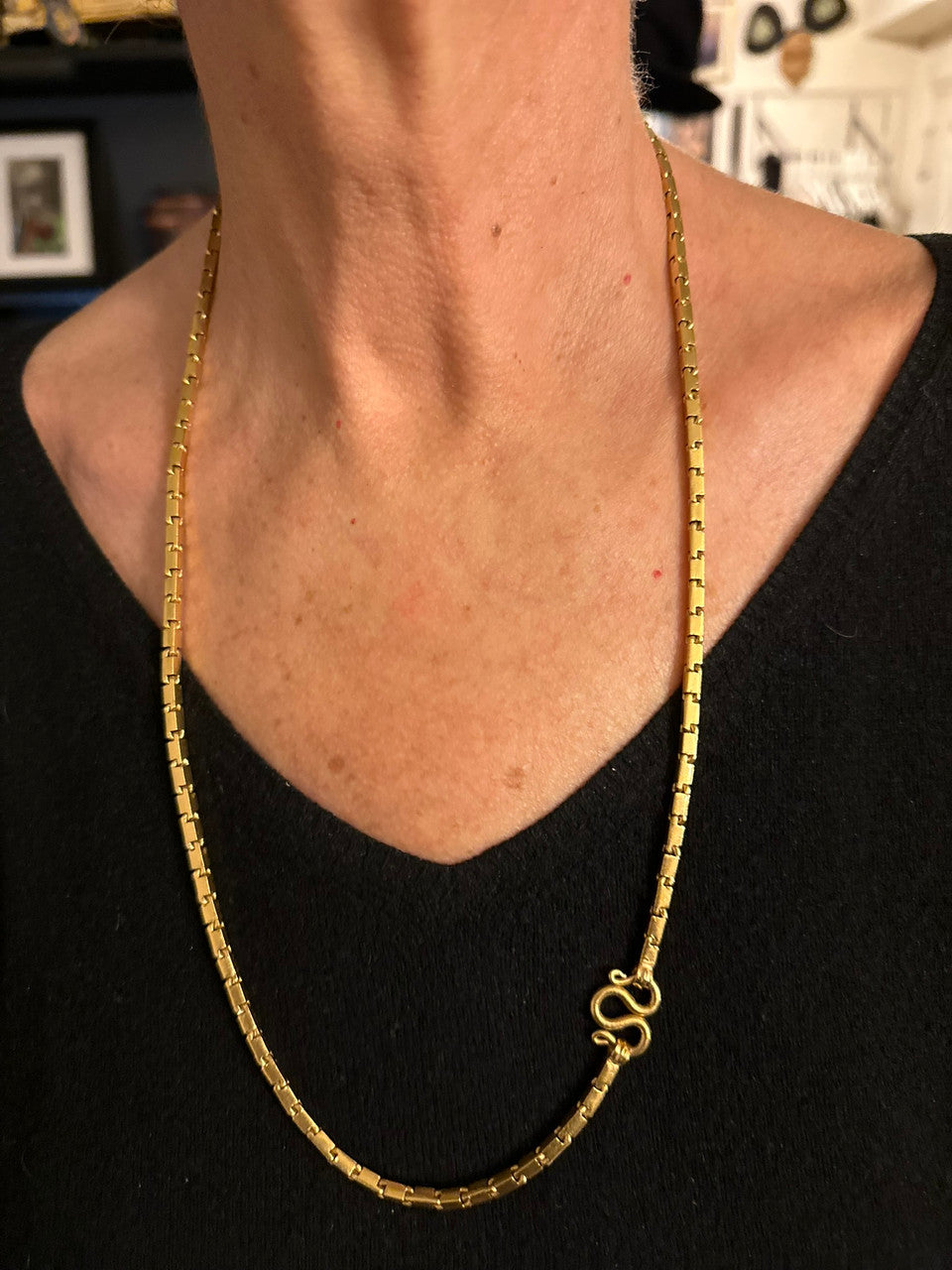 Stunning Baht Chain Necklace from Thailand- 24K Gold, 27" long- Unisex