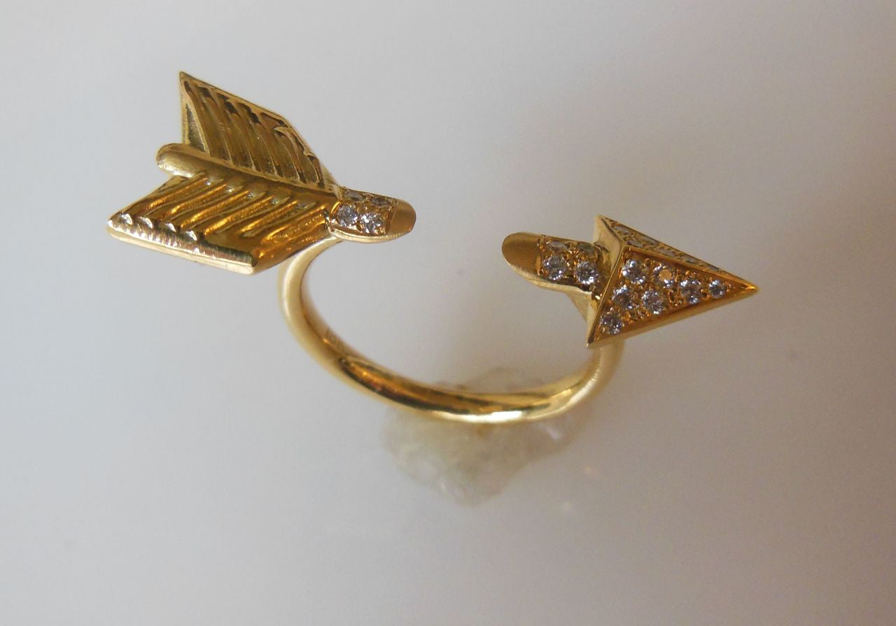 Custom Design: Illusion Piercing Arrow Ring-14K gold & diamonds