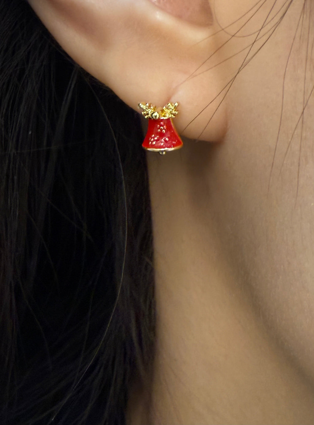 Christmas reindeer bell earrings