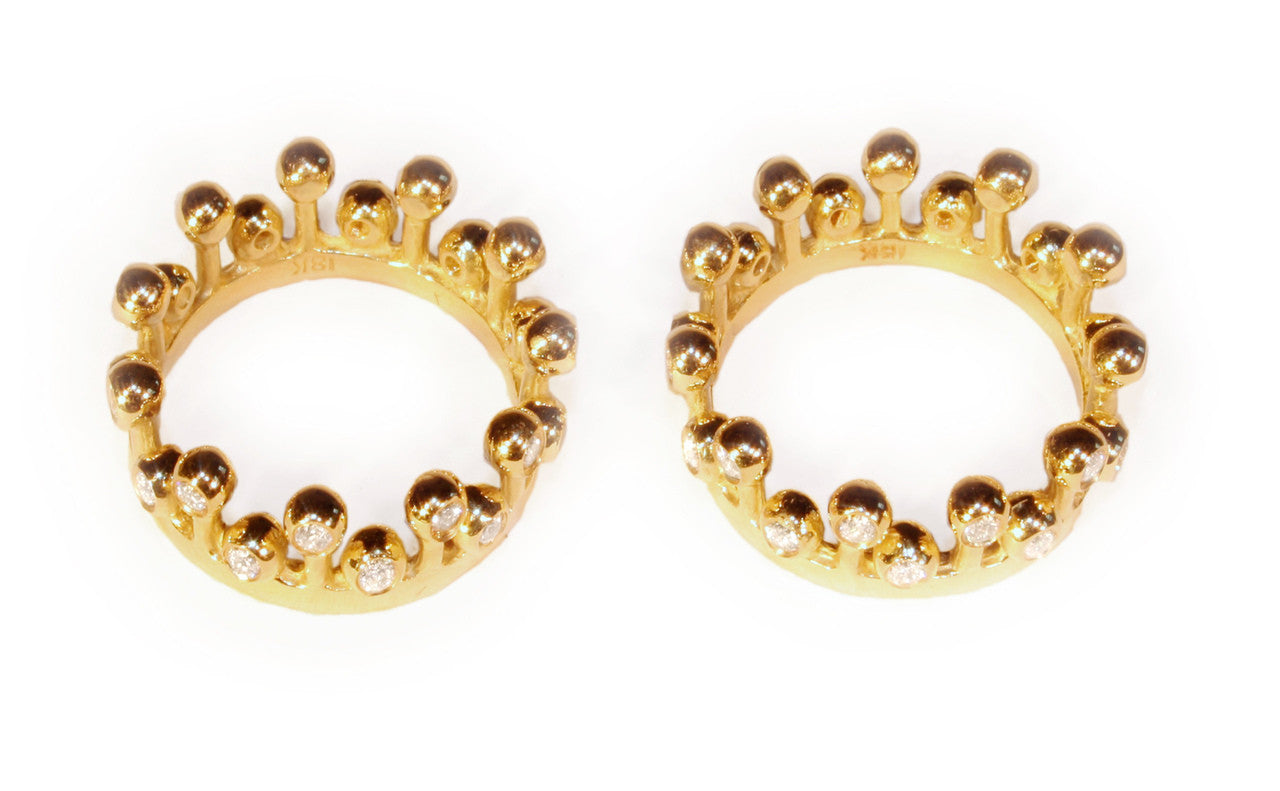 Crown Ring: Fullest Diamond Double Stack Set of Two: 14K Gold