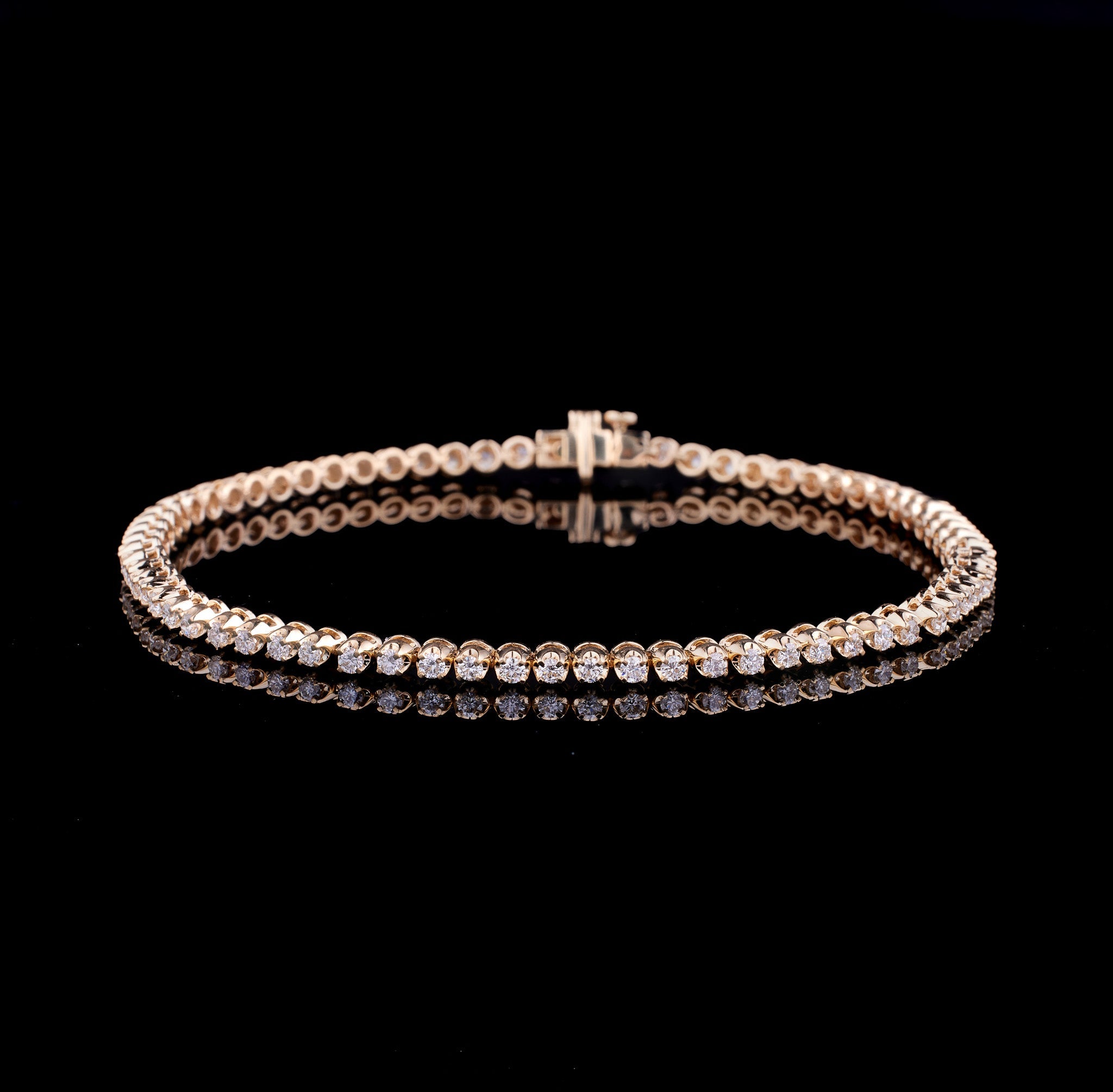 Round Bezel Tennis Bracelet - Gold-0