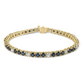 18K Yellow Gold Alternating 1 1/5 Cttw Diamond and 3X3 MM Blue Sapphire Tennis Bracelet (G-H Color, VS1-VS2 Clarity) - 7" Inches-0