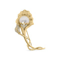 18K Yellow Gold 2/5 Cttw Diamond and 12MM Cultured South Sea Pearl Flower Pin Brooch (G-H Color, VS1-VS2 Clarity)-0