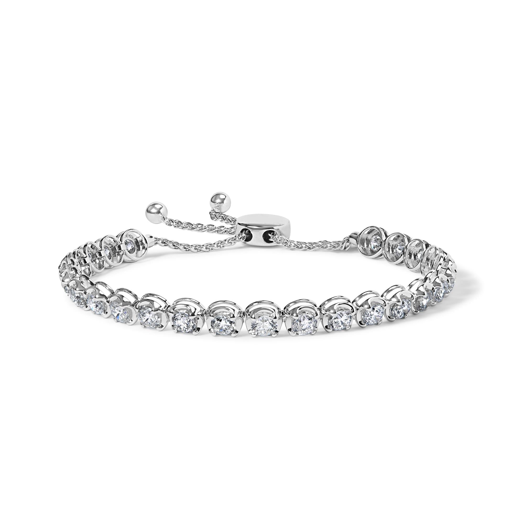 14K White Gold 6.00 Cttw Diamond 4”-10” Adjustable Bolo Tennis Bracelet (I-J Color, I1-I2 Clarity)-0
