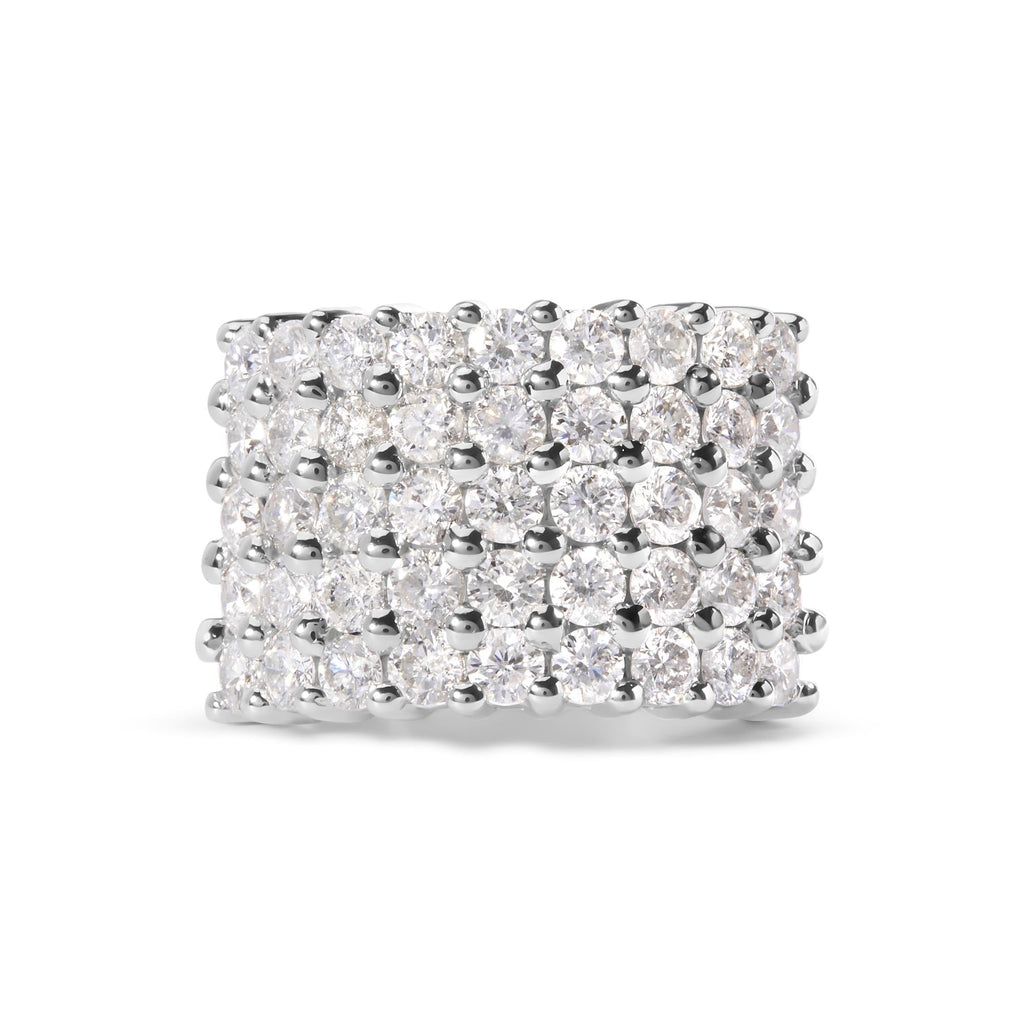 14k White Gold 4.0 Cttw Diamond 5 Row Ring Band (I-J Color, I1-I2 Clarity)-0