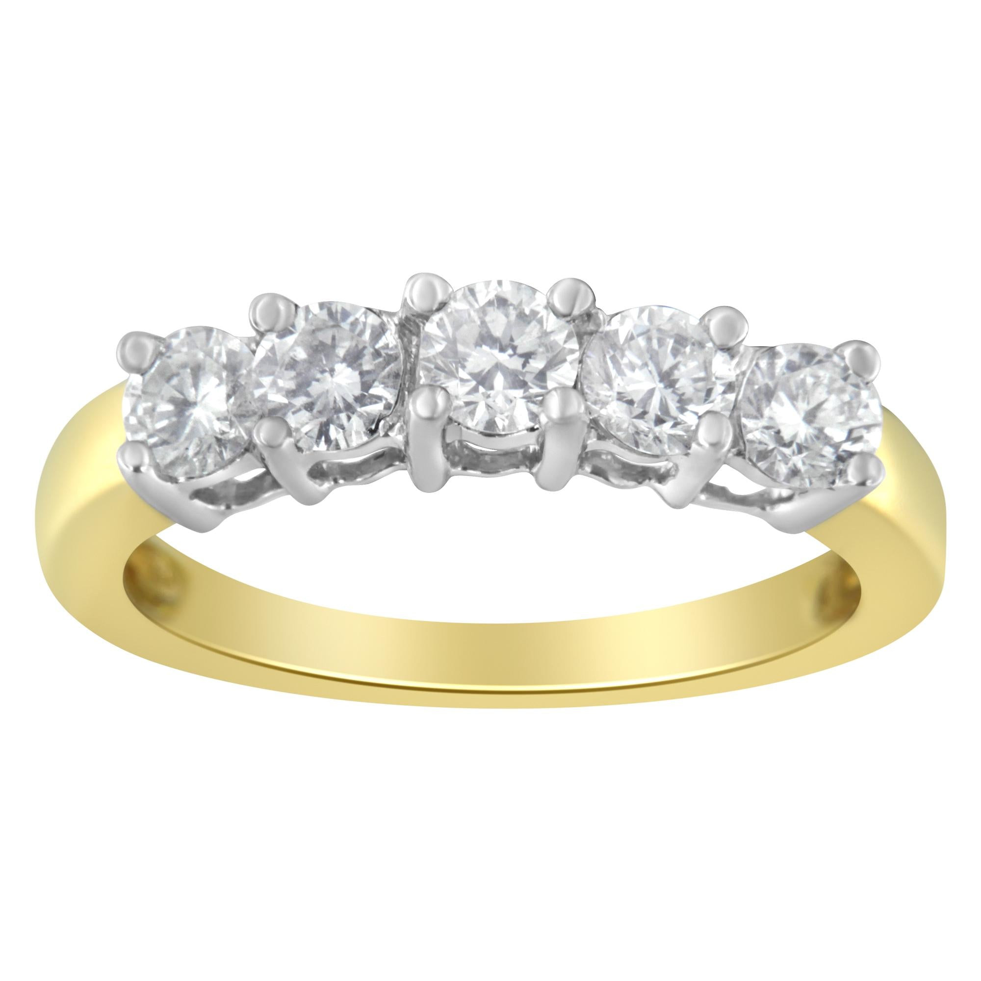 14KT Two Toned Gold 5 Stone Diamond Ring (1 cttw, H-I Color, SI1-SI2 Clarity)-0