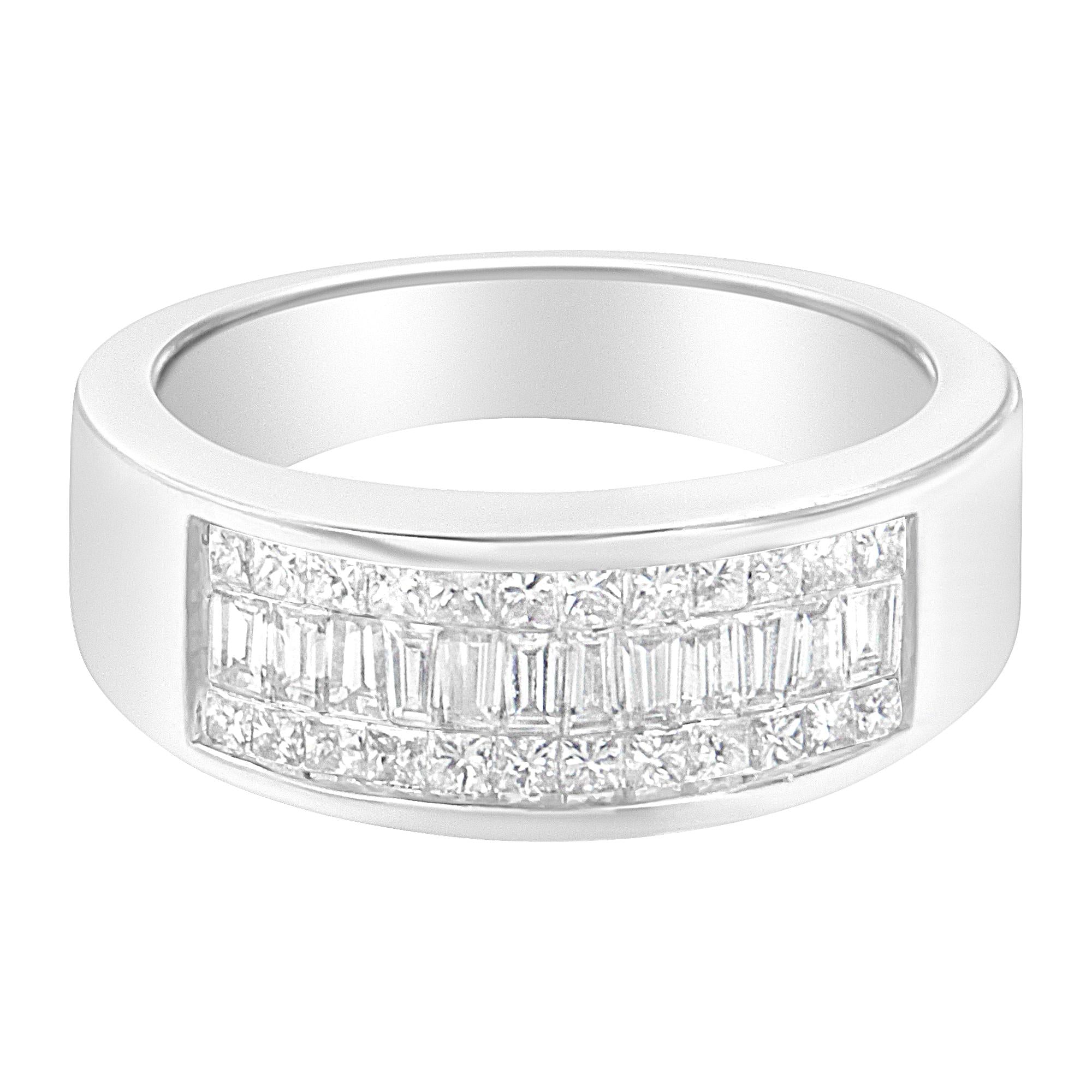 14K White Gold Princess and Baguette-cut Diamond Ring (1.0 Cttw, H-I Color, VS2-SI1 Clarity)-0