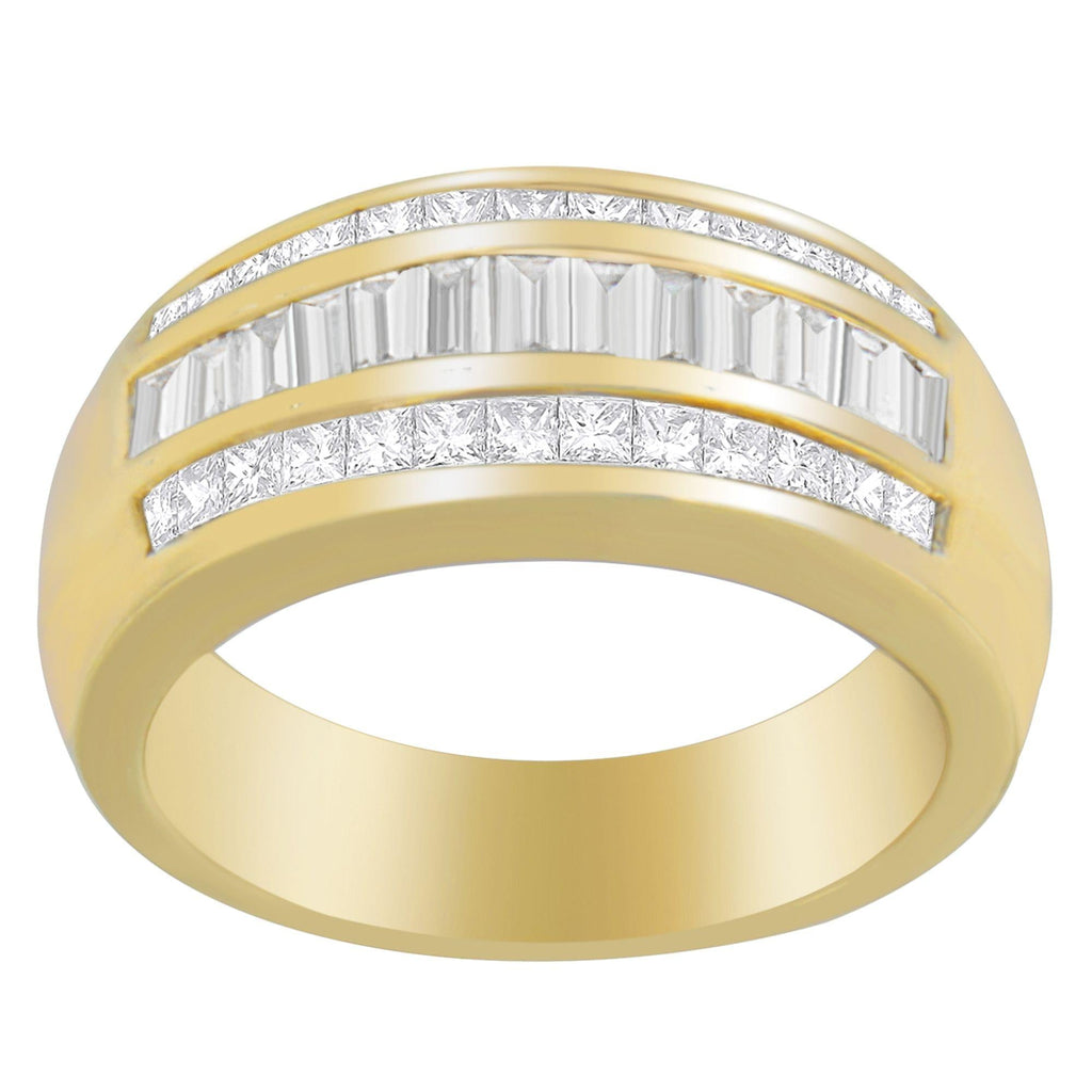 14K Yellow Gold 1ct. TDW Princess and Baguette-Cut Diamond Ring(H-I, SI1-SI2)-0