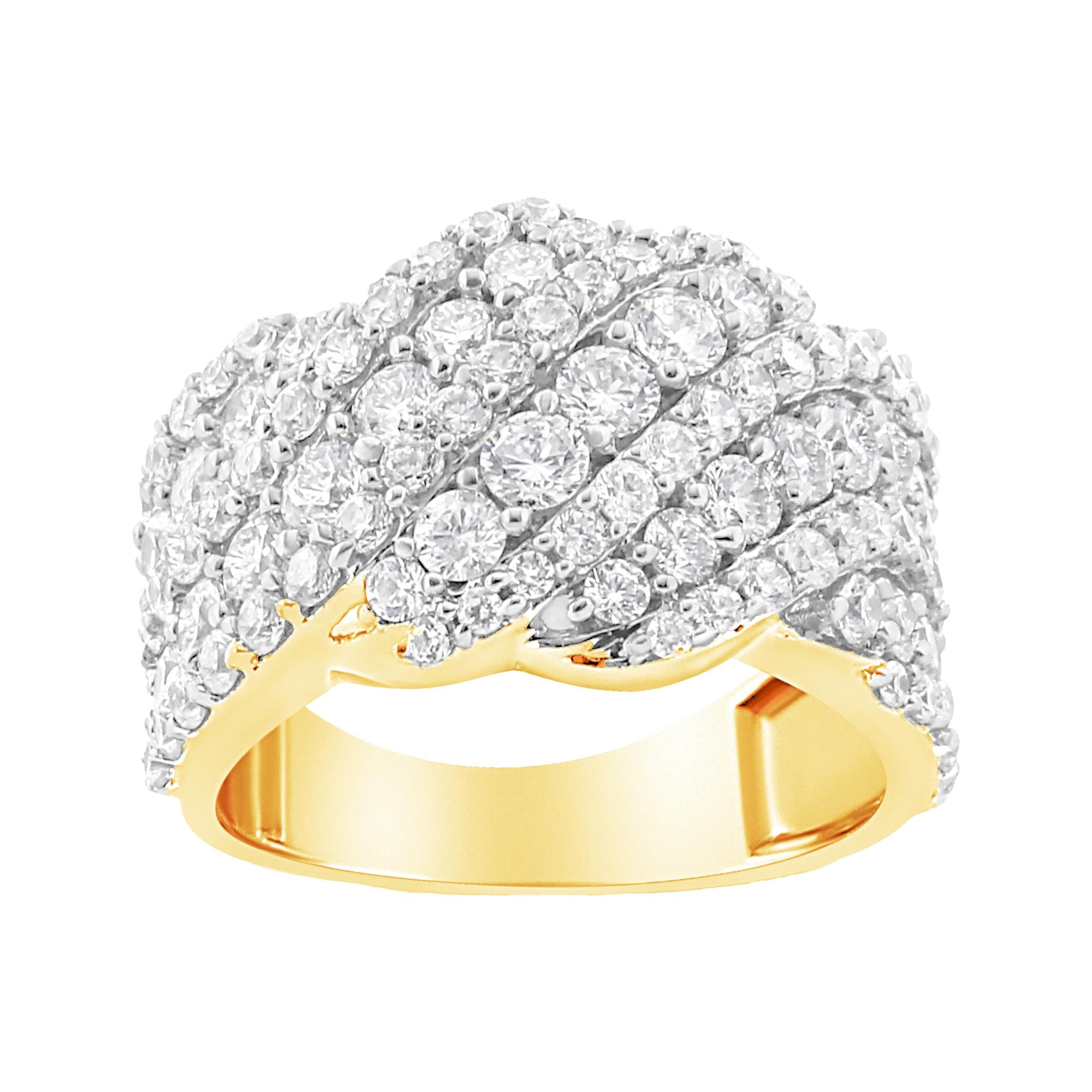 10K Gold 3.00 Cttw Diamond Multi Row Cluster Band Ring (I-J Color, I3 Clarity)-1