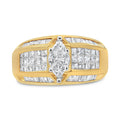 14K Yellow and White Gold 1 3/4 Cttw Round, Baguette, Princess and Pie-Cut Diamond Ring (H-I Color, SI1-SI2 Clarity)-0