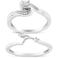 .925 Sterling Silver 1/10 Cttw Diamond Swirl and Bypass Bridal Set Ring and Band (I-J Color, I3 Clarity)-0