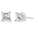 AGS Certified Princess-Cut Square Diamond 4-Prong Solitaire Stud Earrings in 14K Gold (J-K Color, I1-I2 Clarity)-0