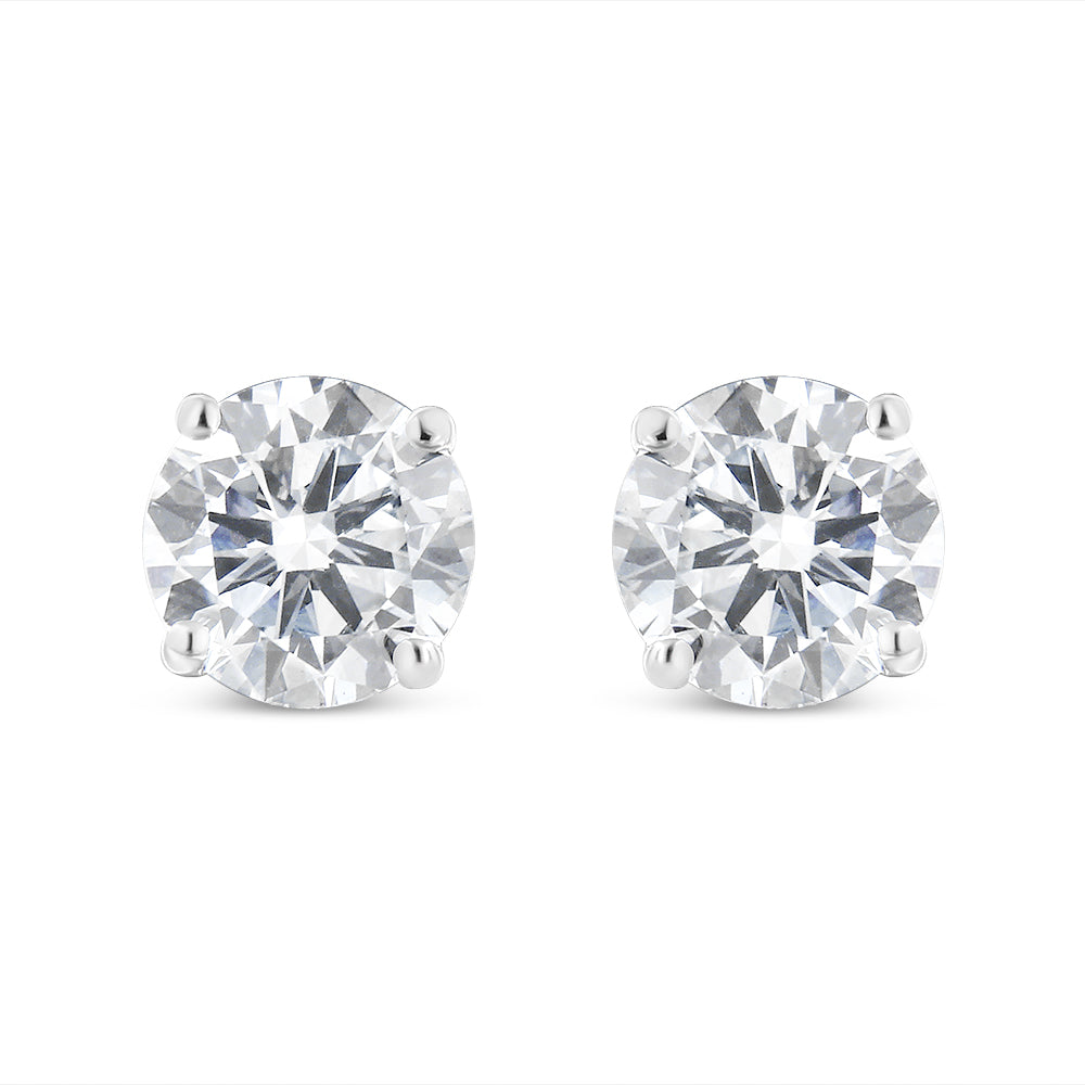14K White Gold 1-1/2 Cttw Round Brilliant-Cut Diamond Classic 4-Prong Stud Earrings with Screw Backs (H-I Color, I1-I2 Clarity)-0