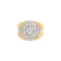 10K Yellow Gold 1 1/2 Cttw Diamond Cluster and Halo Signet Mens Ring (K-L Color, I1-I2 Clarity)-0