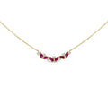 14K Yellow Gold Red Ruby and Diamond Trio Bar Line Necklace (I-J Color, SI2-I1 Clarity) - 18 inch-0
