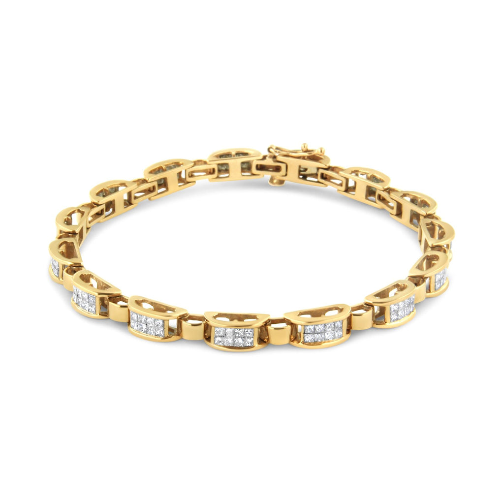 14K Yellow Gold 2 1/2 Cttw Princess-Cut Diamond Link Tennis Bracelet (H-I Color, SI2-I1 Clarity) - 7.25"-0