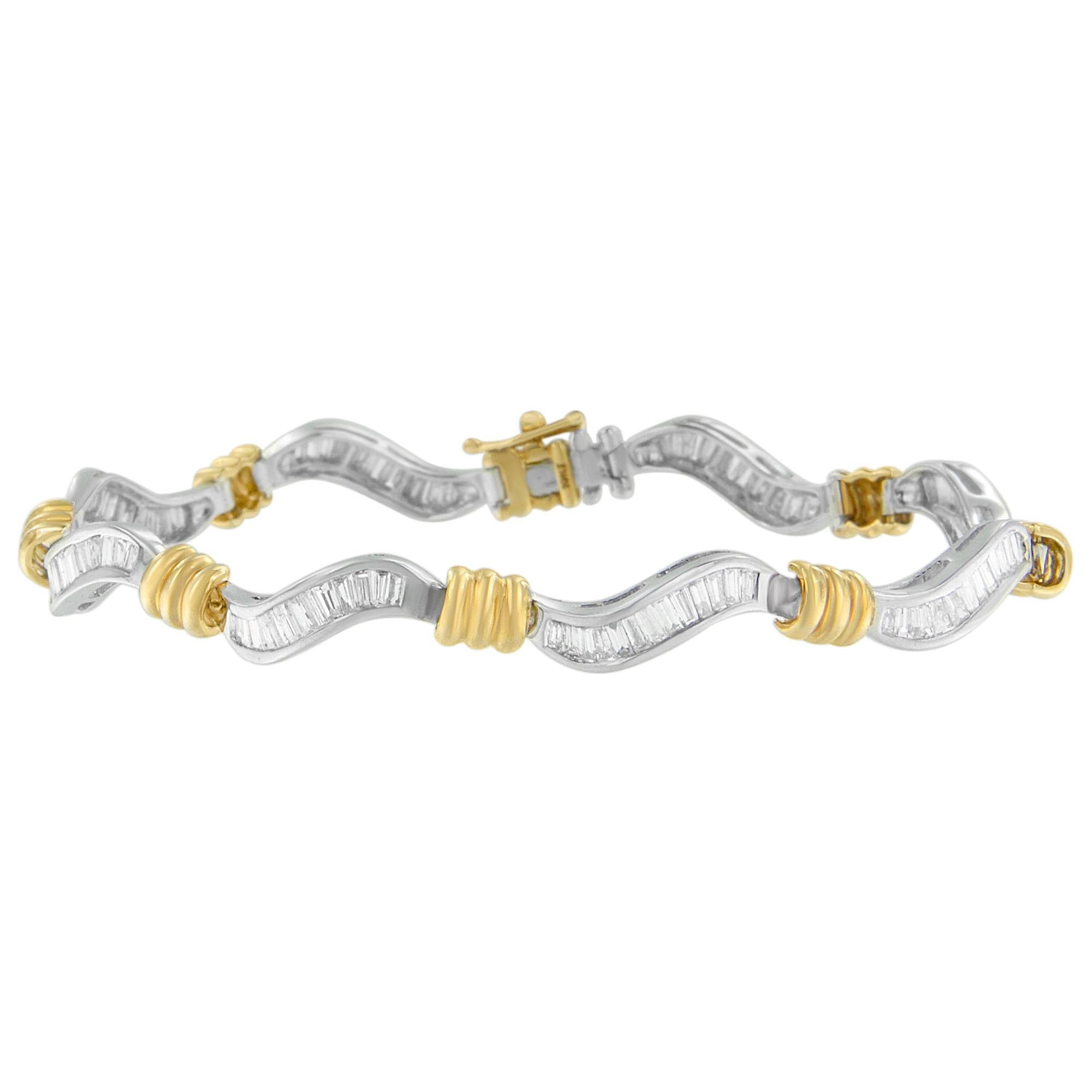 Original Classics 10K Two-Tone Gold Baguette Cut Diamond Spiral Bracelet (2.00 cttw, H-I Color, I1-I2 Clarity)-0