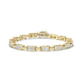 10K Yellow Gold 2.0 Cttw Invisible-Set Princess Cut Diamond Rectangular Link Bracelet (I-J Color, SI2-I1 Clarity) - 7"-0