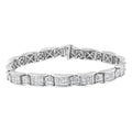 14K White Gold 5.0 Cttw Princess-Cut Diamond Rectangular Alternating Station 7" Tennis Bracelet (G-H Color, SI1-SI2 Clarity)-0