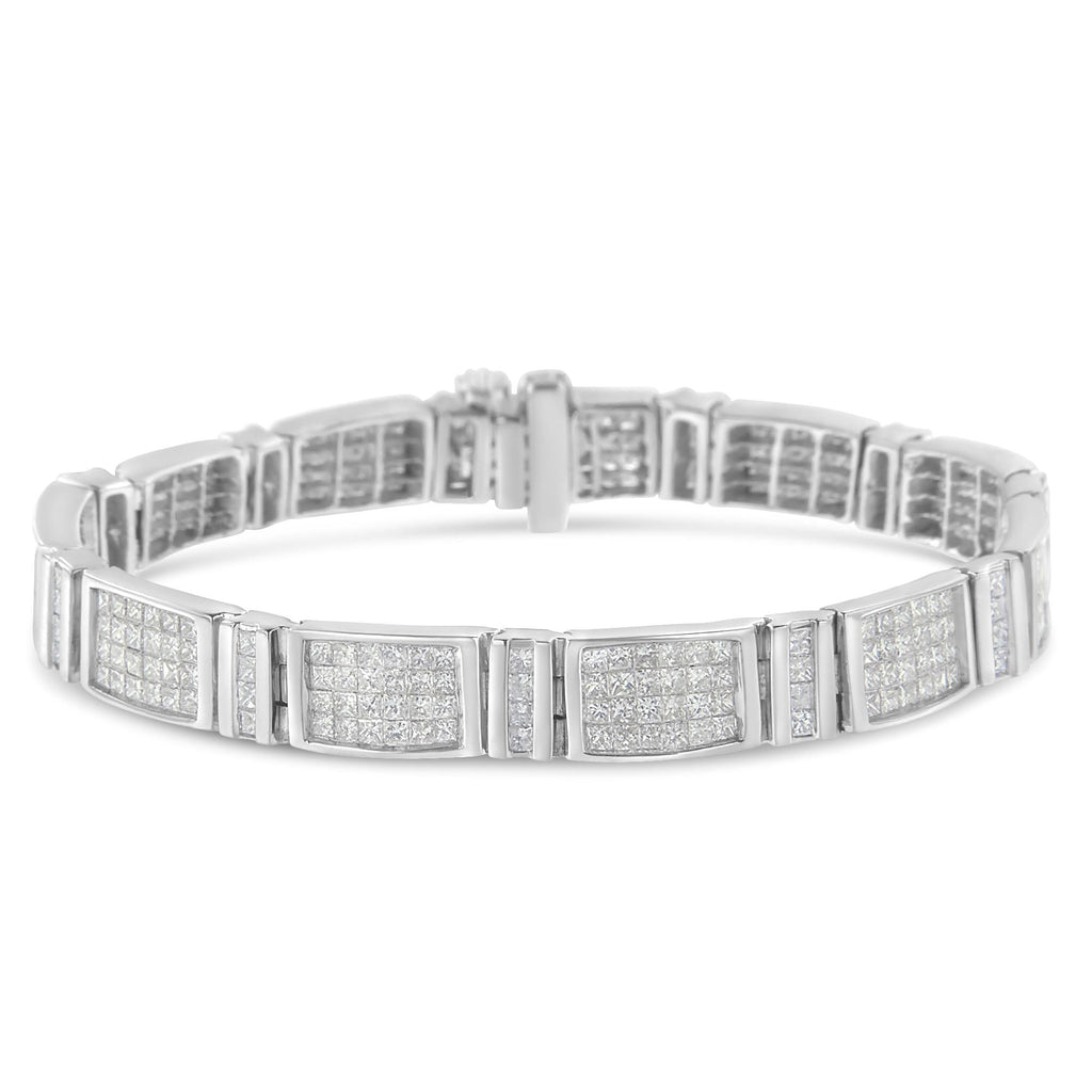 14K White Gold 7.0 Cttw Princess Cut Diamond 7" Alternating Vertical and Horizontal Rectangular Link Tennis Bracelet (H-I Color, SI2-I1 Clarity)-0