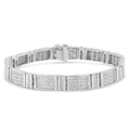 14K White Gold 7.0 Cttw Princess Cut Diamond 7" Alternating Vertical and Horizontal Rectangular Link Tennis Bracelet (H-I Color, SI2-I1 Clarity)-0