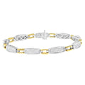 14K Yellow and White Gold 2.0 Cttw Princess Cut Diamond Tapered and Equal Sign Link Bracelet (G-H Color, SI1-SI2 Clarity) - 7"-0