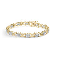 10k Yellow Gold 2.00 Cttw Diamond Cluster and Alternating "X" Link Bracelet (I-J Color, I3 Clarity) - 7"-0