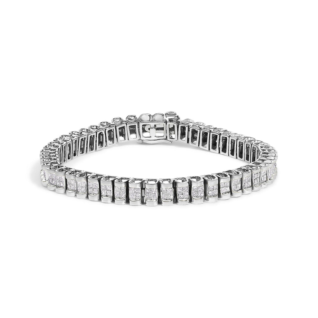 14K Gold 3.0 Cttw Princess Cut Quad Invisible Set Tennis Bracelet (H-I Color, SI1-SI2 Clarity) - 7”-0