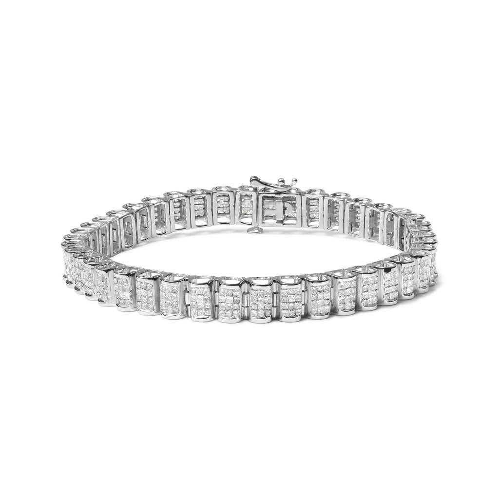 14K Gold 5.00 Cttw Square Princess Cut White Diamond Rectangular Invisible Set Link Tennis Bracelet (H-I Color, SI2-I1 Clarity) - 7.5” Inches-0
