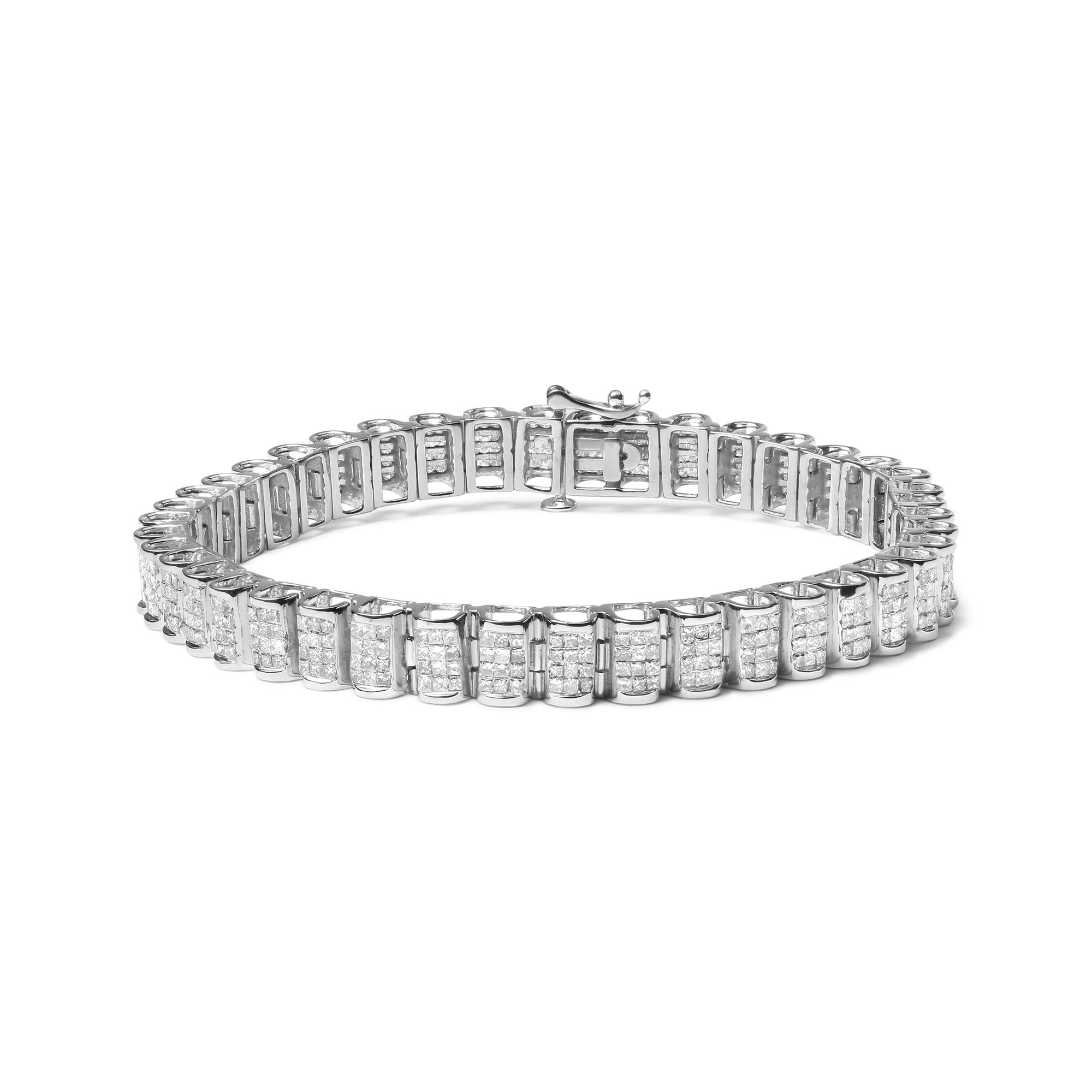 14K Gold 5.00 Cttw Square Princess Cut White Diamond Rectangular Invisible Set Link Tennis Bracelet (H-I Color, SI2-I1 Clarity) - 7.5” Inches-0
