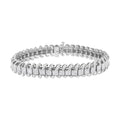 14K White Gold 5.0 Cttw Princess Cut Diamond 7" Invisible Set Wavy S-Link Tennis Bracelet (G-H Color, SI1-SI2 Clarity)-0