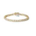 10K Yellow Gold 2.0 Cttw Diamond 2 Row Link and Heart Charm 7" Link Bracelet (I-J Color, I3 Clarity)-0