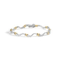 10K Two-Tone 2.00 Cttw Diamond "X" and Wave Link Bracelet (H-I Color, I1-I2 Clarity) - 7" Inches-0