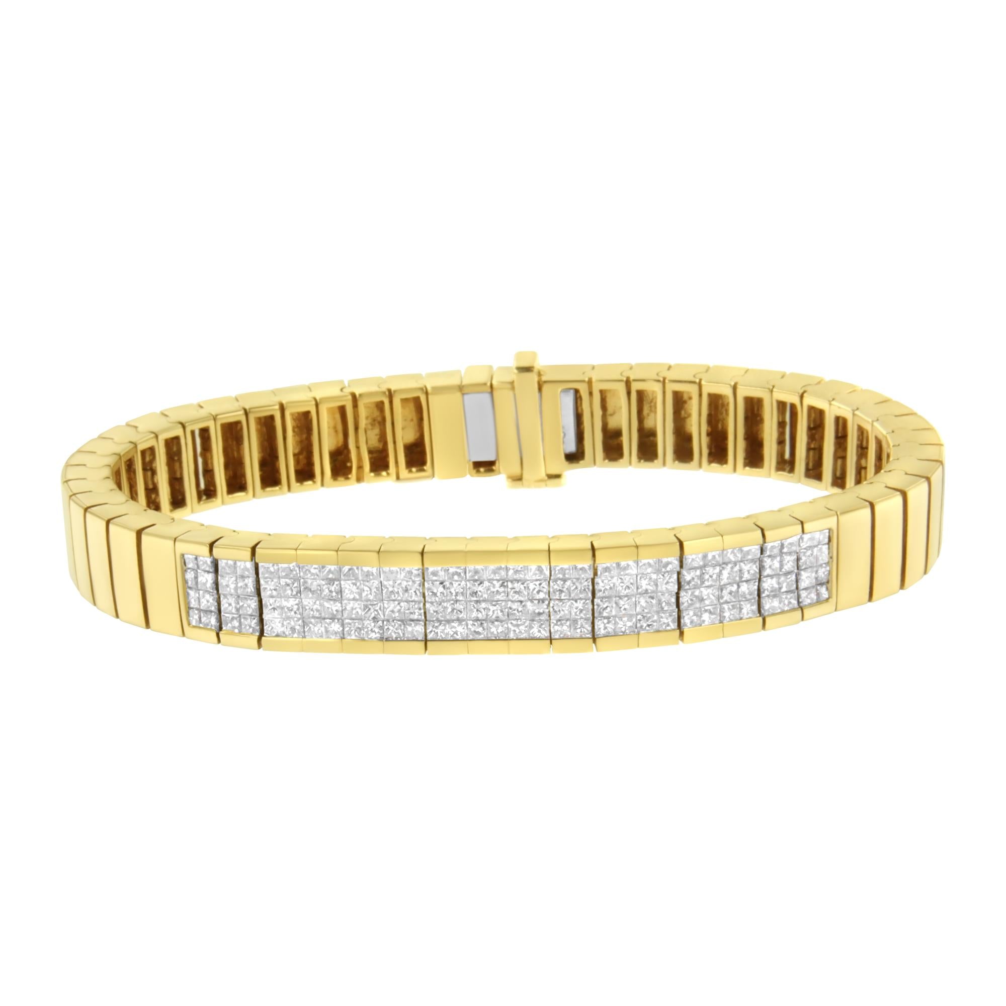 14K Yellow Gold 3 5/8 cttw Invisible Set Princess-Cut Diamond ID Tennis Bracelet (I-J Color, SI1-SI2 Clarity) - Size 7"-0