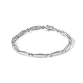 14K White Gold 1-1/2 Cttw Round Brilliant-Cut & Baguette Cut Diamond Bezel and Tapered Link 7" Tennis Bracelet (H-I Color, I1-I2 Clarity)-0
