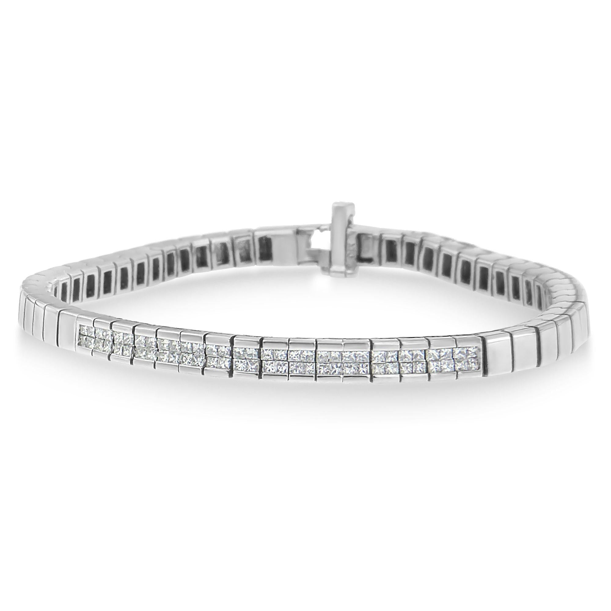 14K White Gold Princess Cut Diamond Bracelet (1.00 cttw, H-I Color, SI1-SI2 Clarity)-0