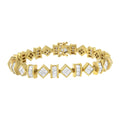 14K Yellow Gold Princess and Baguette Diamond Modern Link Bracelet(7.50 cttw,G-H Color,VS1-VS2 Clarity)-0