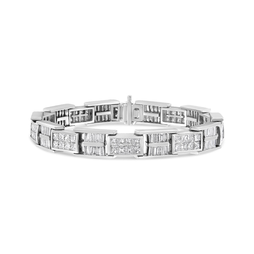 14K White Gold 10 5/8 Cttw Diamond Panel Link Bracelet  - 7" Inches-0