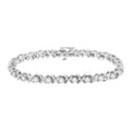.925 Sterling Silver 1 cttw Brilliant Round-Cut Diamond "X" Link Bracelet (I-J Clarity, I2-I3 Color) - Size 7"-0