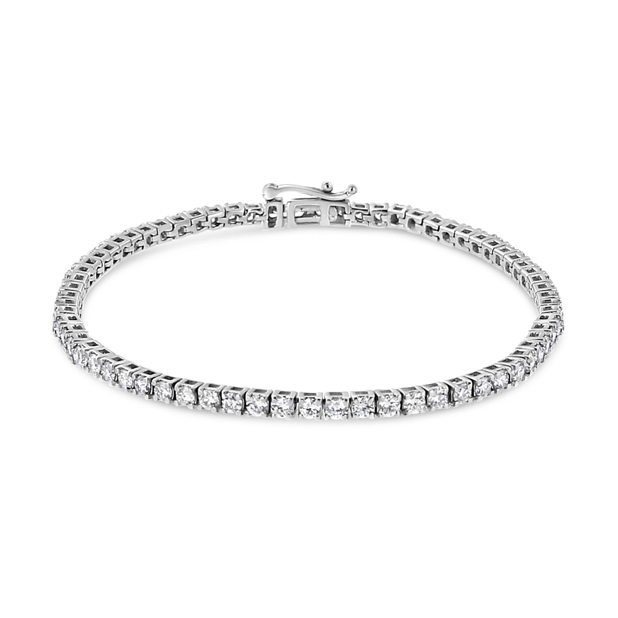 14K White Gold 4-Prong Set Lab Grown Round Diamond Classic Tennis Bracelet (F-G Color, VS1-VS2 Clarity) - 7.25"-0
