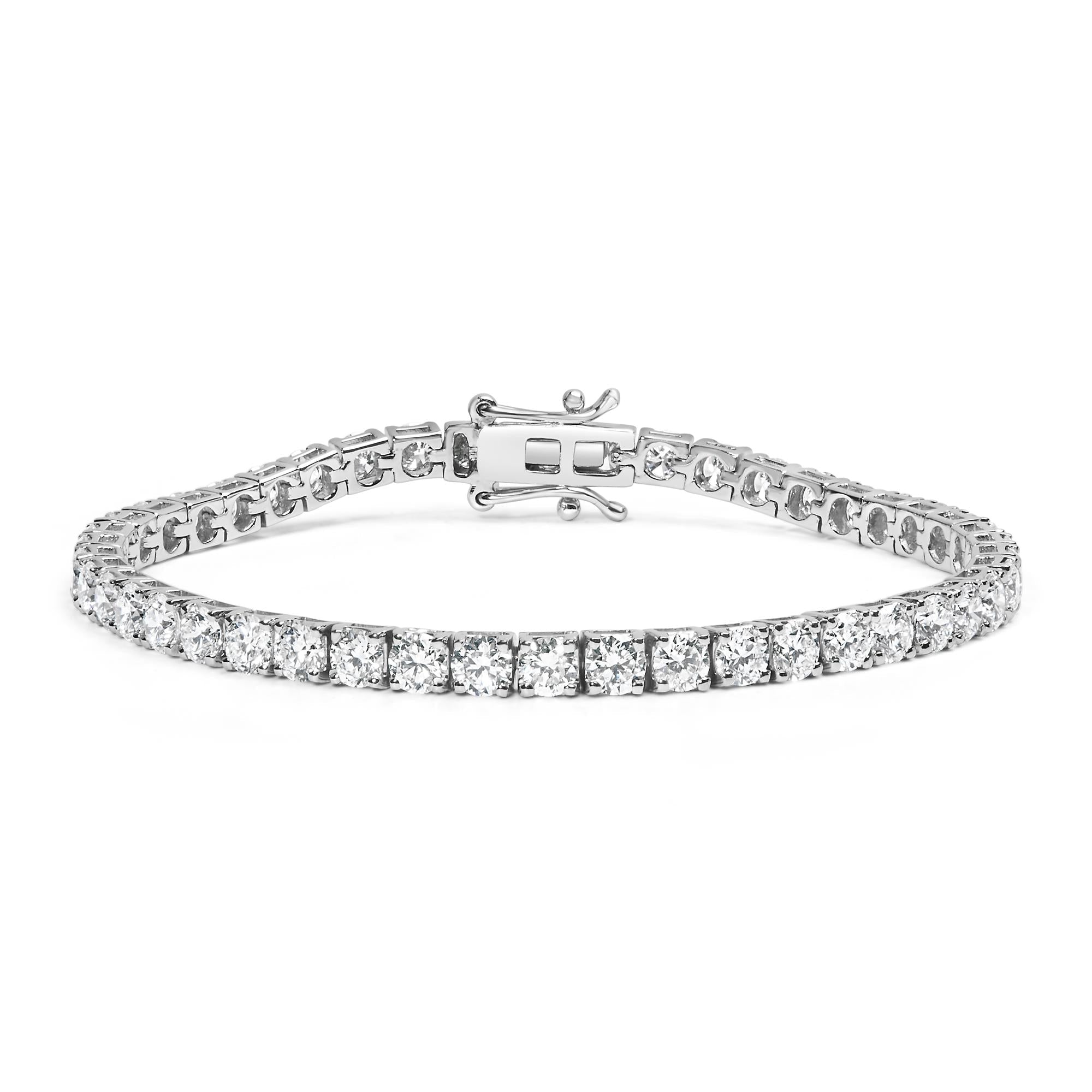 14K White Gold 4-Prong Set Lab Grown Round Diamond Classic Tennis Bracelet (F-G Color, VS1-VS2 Clarity) - 7.25"-0