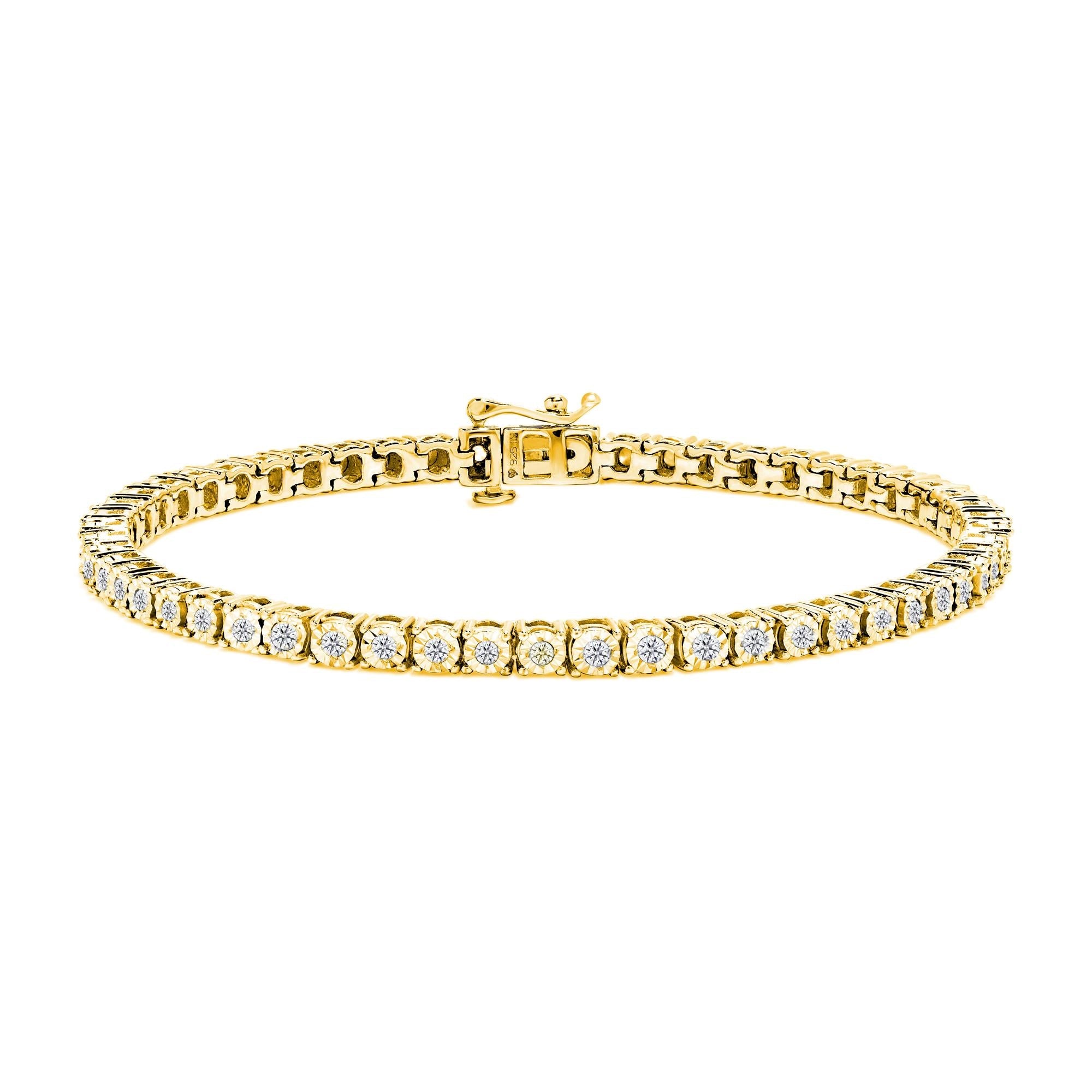 .925 Sterling Silver 1.0 Cttw Miracle-Set Diamond Round Faceted Bezel Tennis Bracelet (I-J Color, I3 Clarity)-3